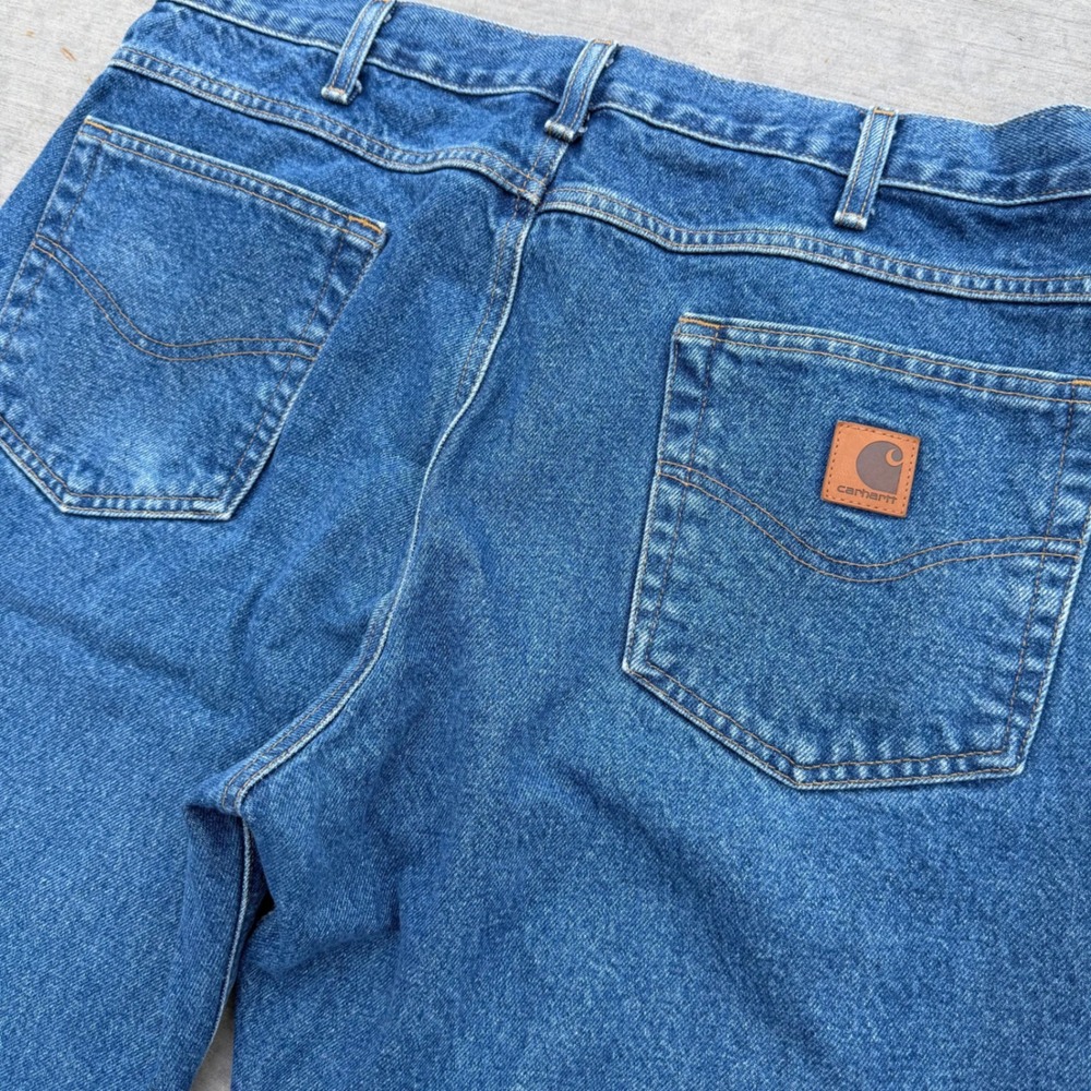 Carhartt Relaxed Fit Blue Denim Jeans B17 DST 36x28 Mens Workwear Pants